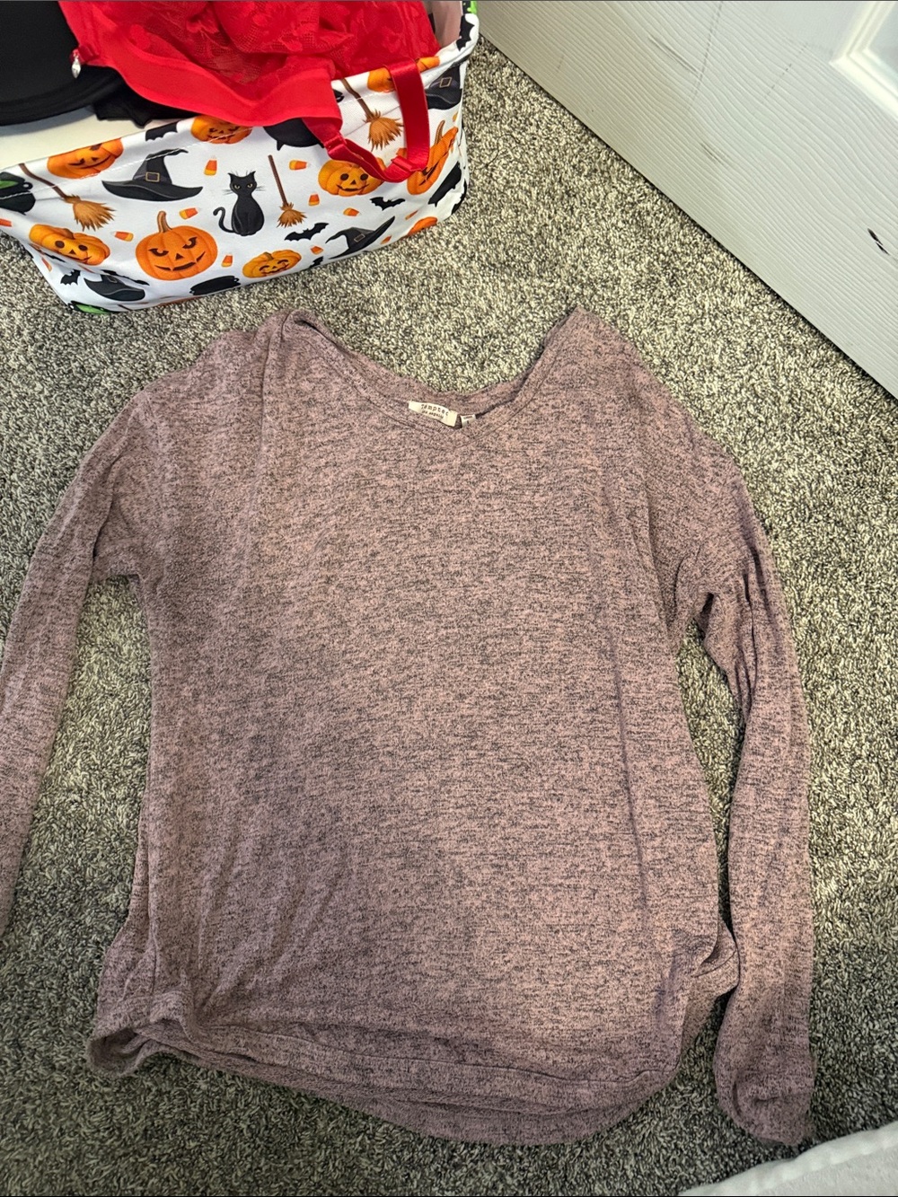 Tempted Mauve Heather V-Neck Long Sleeve Top